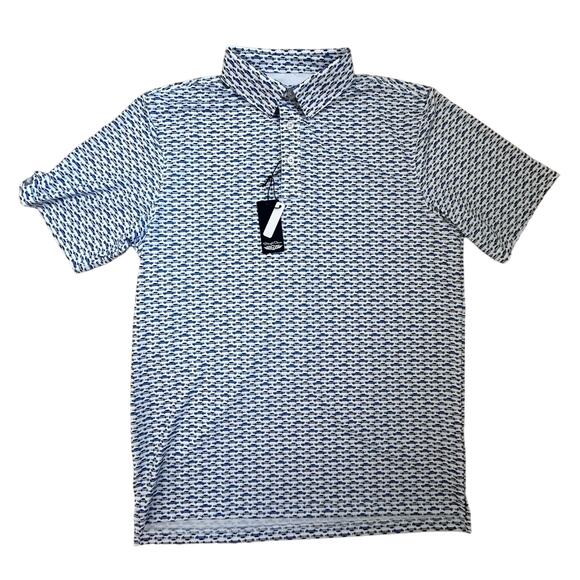 Straight‎ Down|GTO Cars Polo|White/Blue/Multicolor|NWT|SZ M - Picture 1 of 6